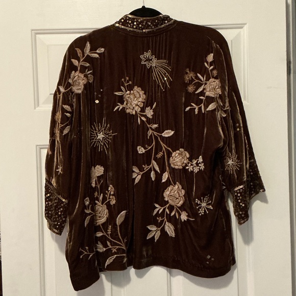 Johnny Was Brown Velvet Silk blend Kimono in Brown size XS - Picture 2 of 11